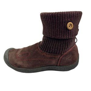 Keen Shay Brown Suede Knit Ankle Boots 6.5